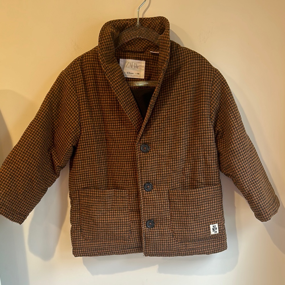Zara Kids Brown Checkered Jacket